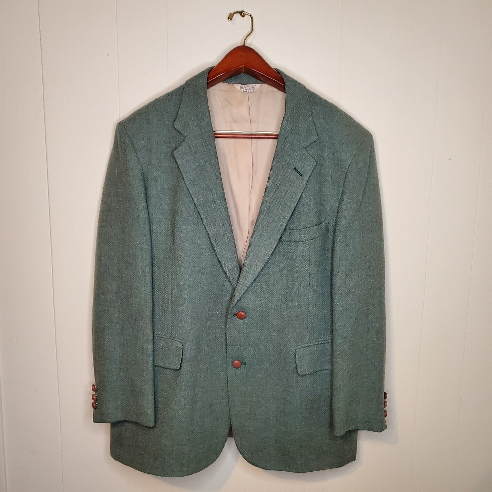 Blair men's wool sports jacket. Green wool. 40R